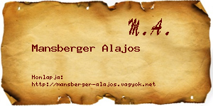 Mansberger Alajos névjegykártya